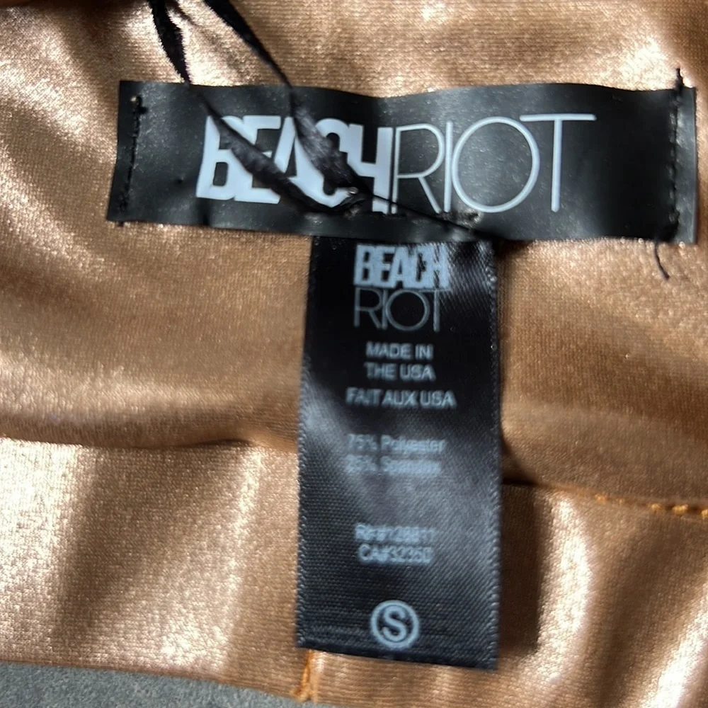 Beach Riot Metallic Rose Gold Nicolette Bra/Cropped Top Sz S NWT